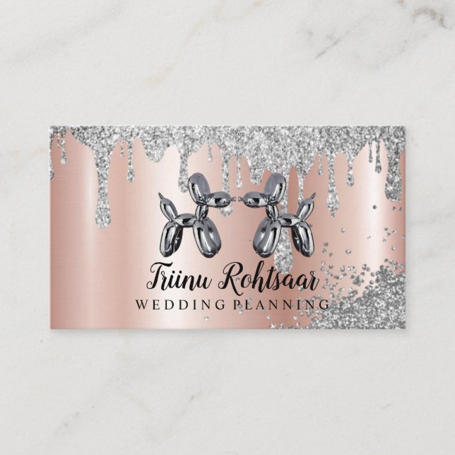 Silver Balloons Event Wedding Planning Business Ca Business Card (Front)