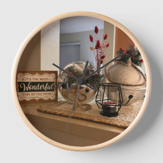 Silver Balls Christmas Wall Clock