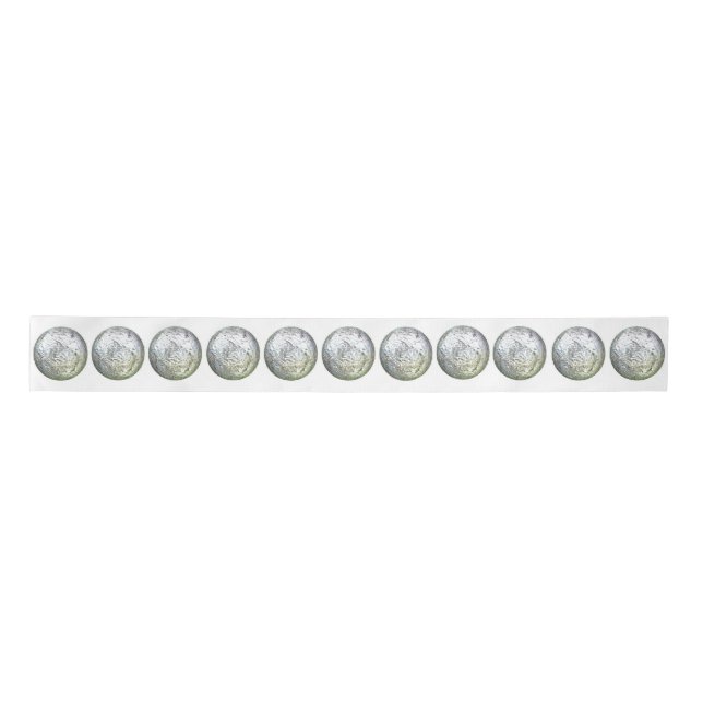 Silver Balls on White Ribbon Satin Ribbon (Front)