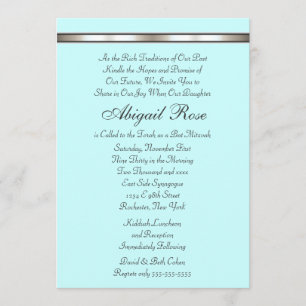 Silver Band Any Colour Bat Mitzvah Invitation