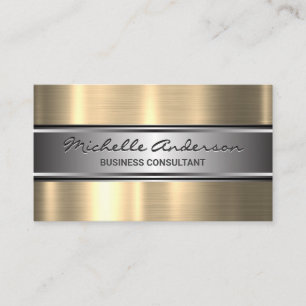 Silver Banner   Gold Metallic Trim Business Card