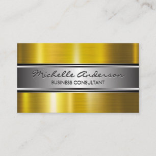 Silver Banner   Metallic Silver Gold Business Card