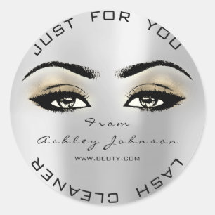 Silver Beauty Glitter Gold Lash Makeup Cleaner Classic Round Sticker