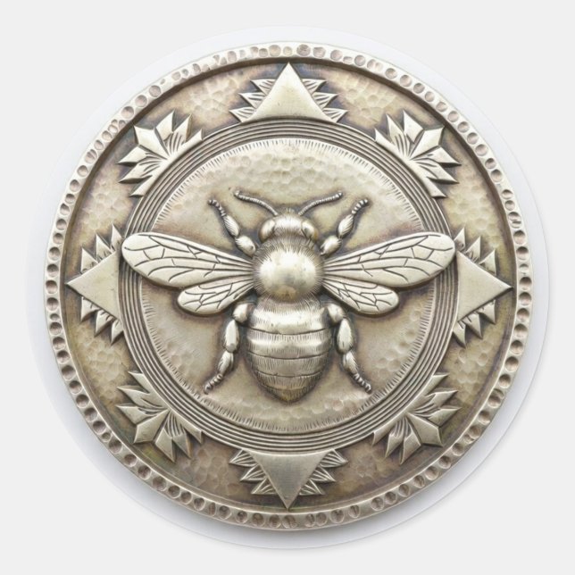 Silver Bee  Classic Round Sticker (Front)