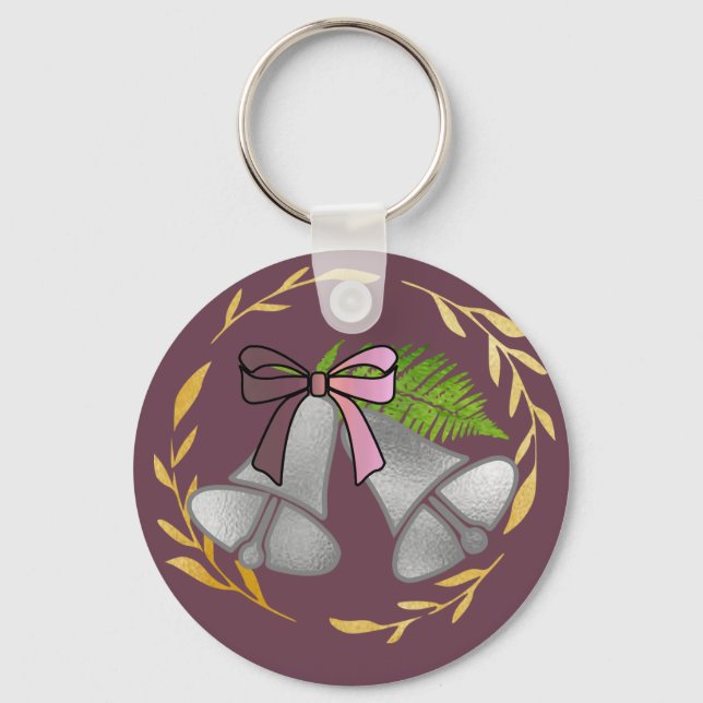 Silver Bells and Gold Wreath: Key Ring (Front)