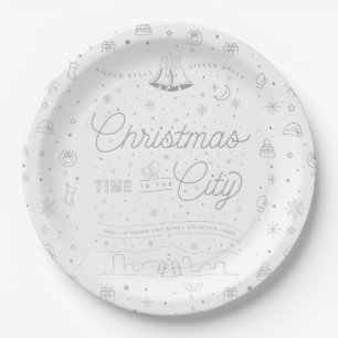 Silver Bells Christmas 9" Paper Plates