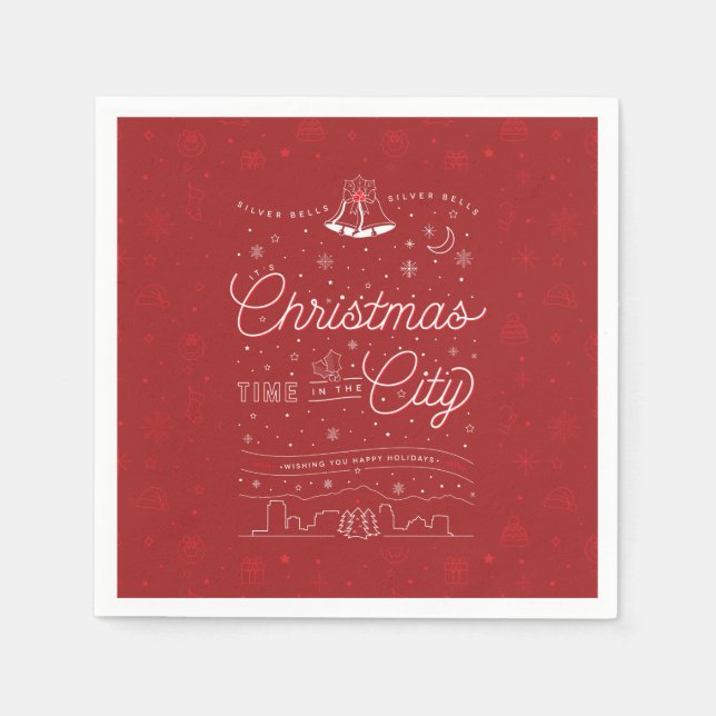 Silver Bells Christmas Party Paper Napkins (Front)