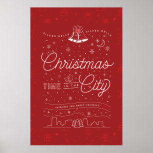 Silver Bells Christmas Poster 24x36 / Red