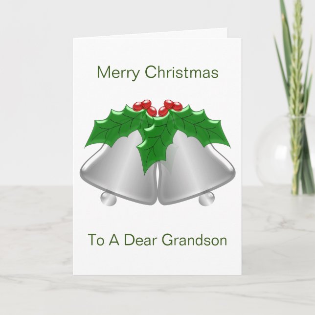 Silver Bells Grandson Christmas Holiday Card (Front)