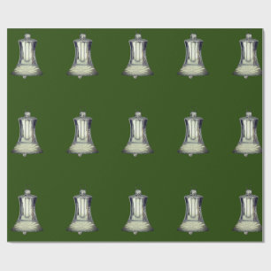 Silver Bells Green Wrapping Paper