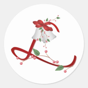 Silver Bells Initial L Round Stickers
