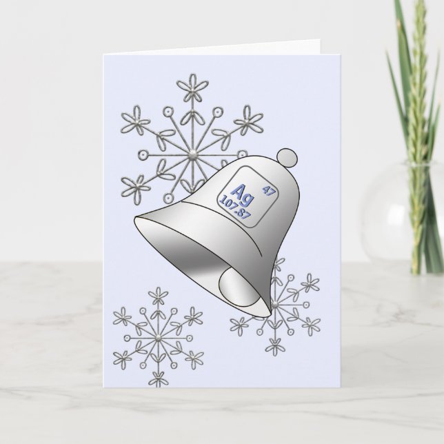 Silver Bells Periodic Table Christmas Science Snow Holiday Card (Front)