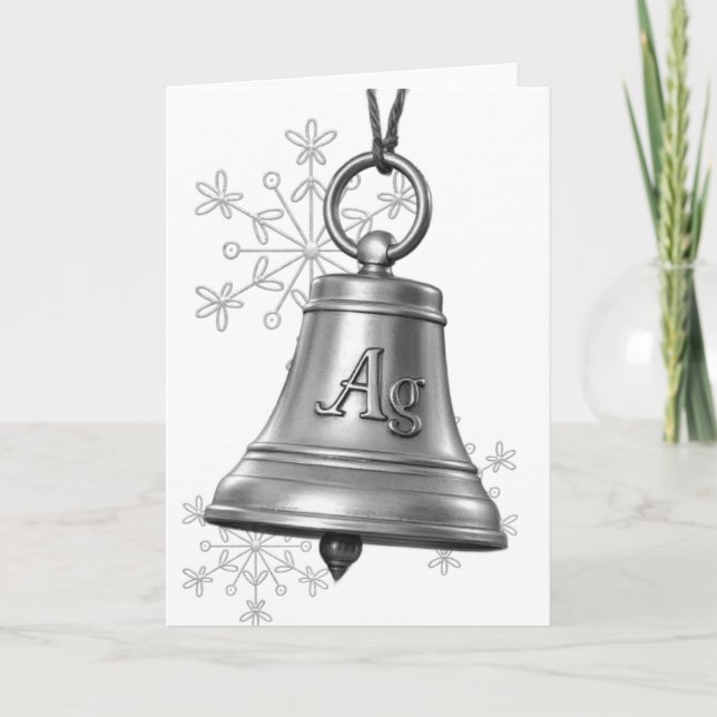 Silver Bells Periodic Table Christmas Science Snow Holiday Card (Front)