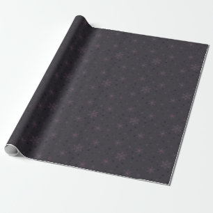 Silver Bells & Purple Bow Snowflakes Wrapping Paper