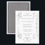 Silver Bells Scroll Design Wedding Save The Date Magnet<br><div class="desc">Wedding save the date magnet bells design. Customise this silver coloured wedding save the date magnet with your wedding details. Should you require any help with customising then contact us through the link on this page. Silver coloured bells design personalised wedding save the date magnet</div>