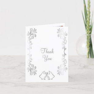 Silver Bells Scrollwork Design Wedding Thank You Card