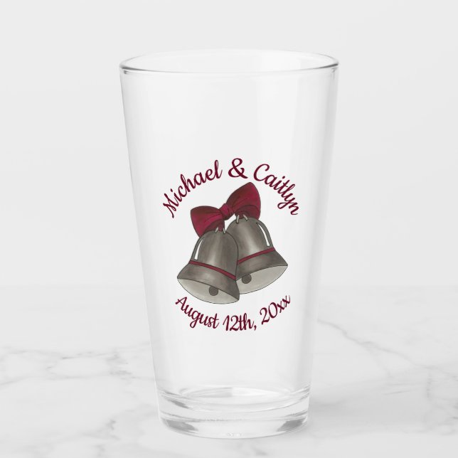 Silver Bells Wedding Anniversary Engagement Party Glass (Front)