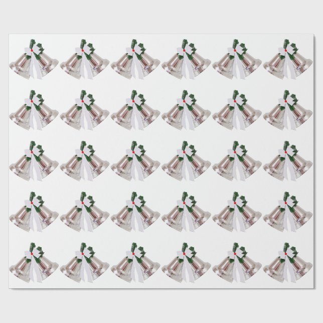 Silver Bells White Wrapping Paper (Flat)