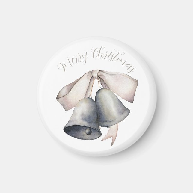 Silver Bells with Gold Bow Christmas  Magnet (Front)