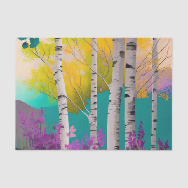 SILVER BIRCH beautiful trees decoupage paper (Front)