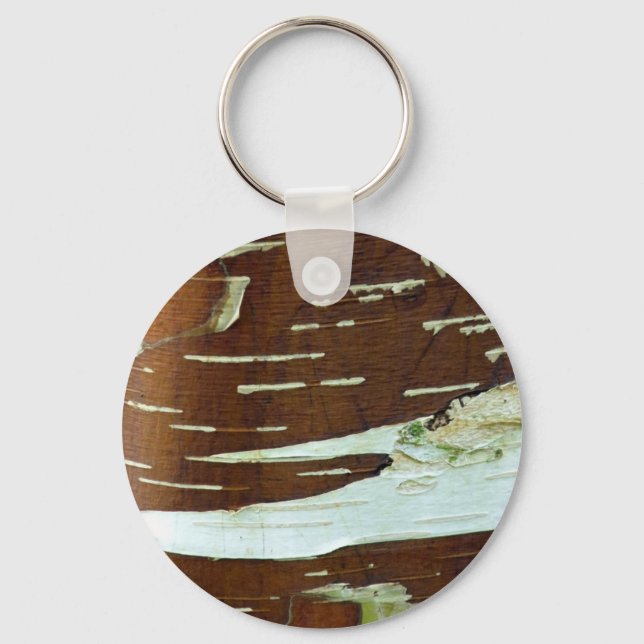 Silver Birch Natural Tree Bark Key Ring (Front)
