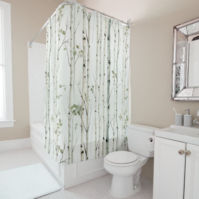 Silver Birches in Spring Shower Curtain (In Situ)