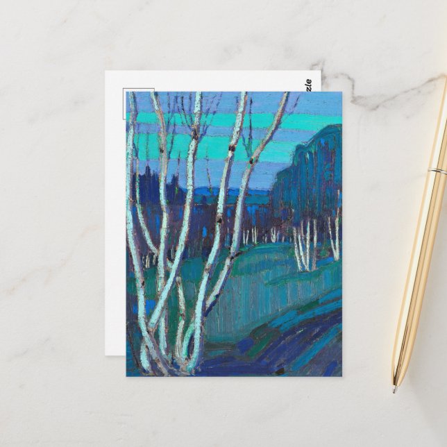 Silver Birches, popular artwork by Tom Thomson Postcard (Front/Back In Situ)