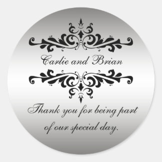 Silver Black 25th Wedding Anniversary Sticker