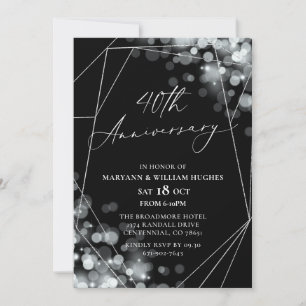 Silver & Black 40th Wedding Anniversary Invitation