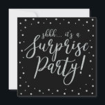 Silver & Black | 50th Surprise Birthday Party Invitation<br><div class="desc">Celebrate your special day with this silver & black modern surprise birthday party invitation template. This design features chic gold textured calligraphy and confetti background. You can customise the text to any birthday or events. (21st,  30th,  40th,  50th,  60th,  70th,  80th,  90th,  100th)</div>