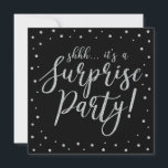Silver & Black | 50th Surprise Birthday Party Invitation<br><div class="desc">Celebrate your special day with this silver & black modern surprise birthday party invitation template. This design features chic gold textured calligraphy and confetti background. You can customise the text to any birthday or events. (21st,  30th,  40th,  50th,  60th,  70th,  80th,  90th,  100th)</div>