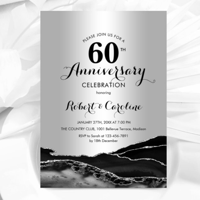 Silver Black 60th Anniversary Invitation (Creator Uploaded)