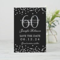 Silver Black 60th Birthday Save the Date Confetti