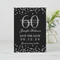 Silver Black 60th Birthday Save the Date & Details