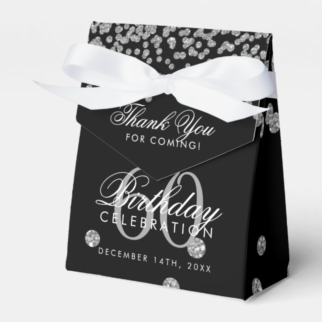 Silver Black 60th Birthday Thank You Confetti Favour Box (Front Side)
