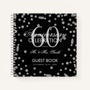 Silver Black 60th Diamond Anniversary Glitter  Notebook