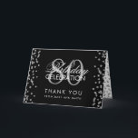 Silver Black 80th Birthday Thank you Glitter Card<br><div class="desc">Elegant 80th Birthday Party Silver Faux Glitter Confetti Black template. Easy to use and easy to personalise. Order Today!</div>
