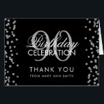 Silver Black 90th Birthday Thank you Glitter<br><div class="desc">Elegant 90th Birthday Party Silver Faux Glitter Confetti Black template. Easy to use and easy to personalise. Order Today!</div>