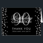 Silver Black 90th Birthday Thank you Glitter<br><div class="desc">Elegant 90th Birthday Party Silver Faux Glitter Confetti Black template. Easy to use and easy to personalise. Order Today!</div>