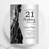Silver Black Agate 21st Birthday