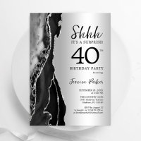 Silver Black Agate Surprise 40th Birthday