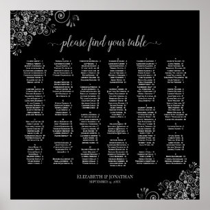 Silver & Black Alphabetical Wedding Seating Chart
