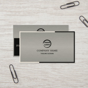 Silver Black And White Geometric Business Card