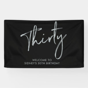 Silver & Black Birthday Party Welcome Banner
