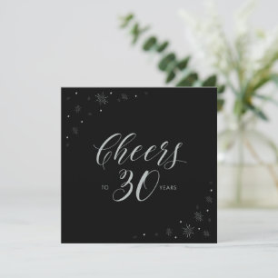 Silver & Black Cheers 30th Birthday Party Square Invitation