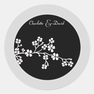 Silver Black Cherry Blossom Wedding Sticker