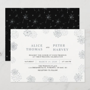 Silver & Black   Chic Modern Wedding Ceremony Invitation