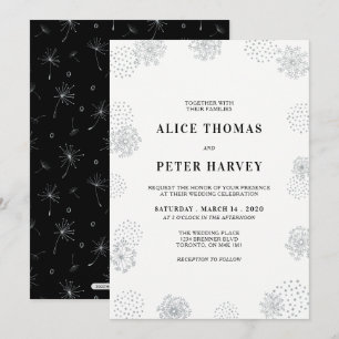 Silver & Black   Chic Modern Wedding Ceremony Invitation