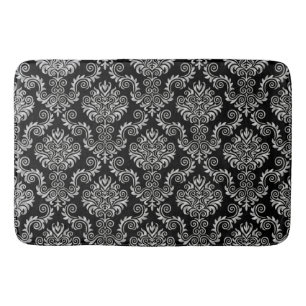 Silver & Black Damask Pattern{pick your colour} Bath Mat