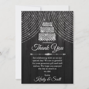 Silver Black Diamond Cake Wedding Thank You Card